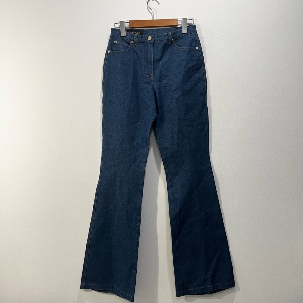Escada Vintage High Waist Dark Wash Wide Leg Flare Jeans Womenβs US 10 / EU 34